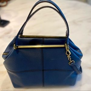 JCrew Incredible flex size cobalt blue leather/brass, mod prep tote/purse